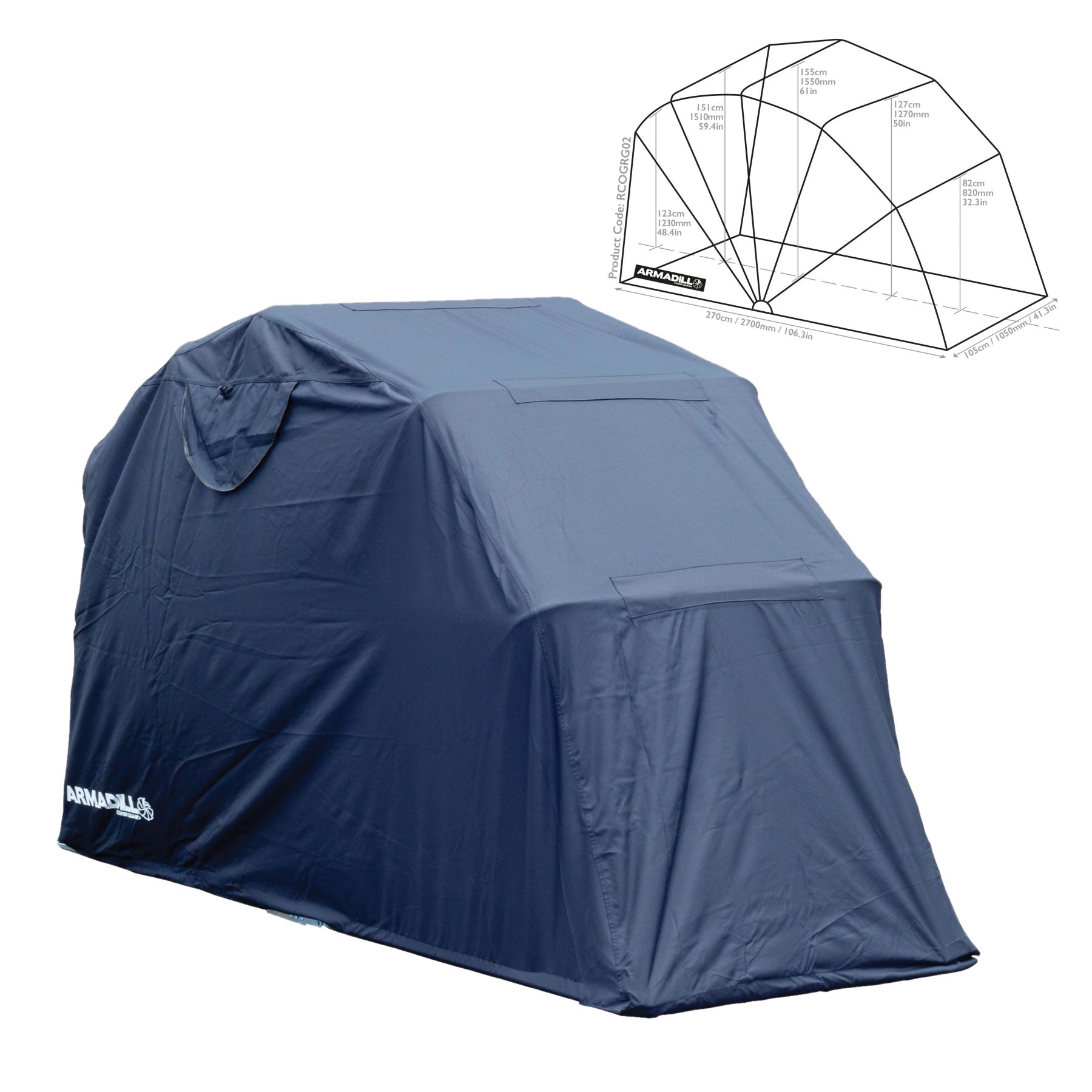Armadillo Motorcycle Garage Shelter - Medium (283cm X 105cm X 155cm)